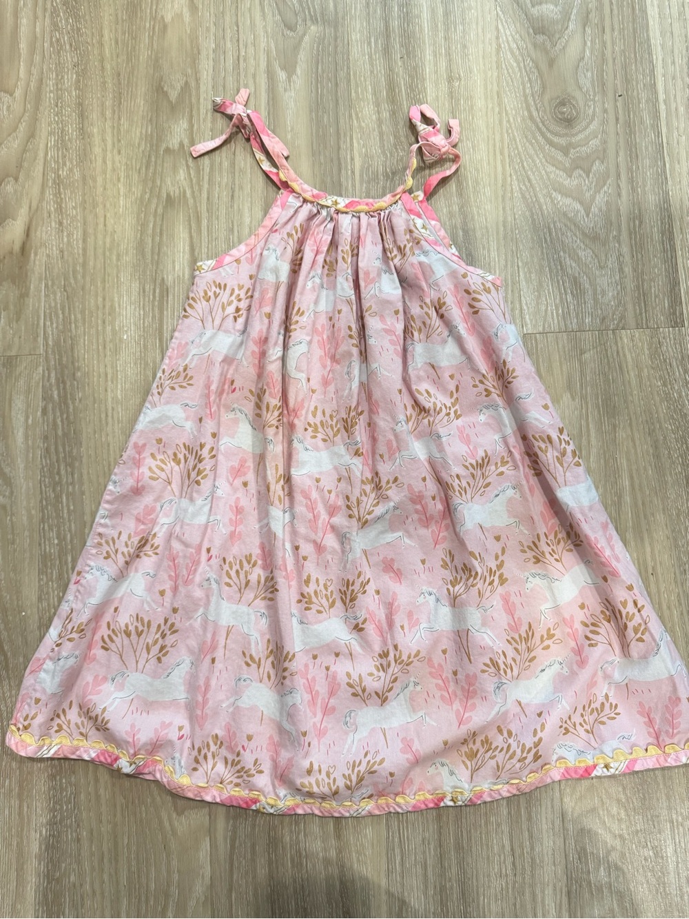 Girls Pink Unicorn Print Sundress